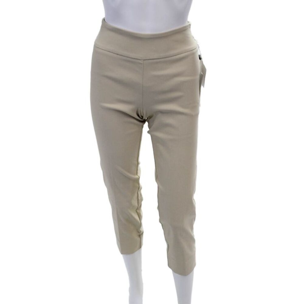 Estelle & Finn Womens Elastic Waistband Back Slit Pants Sand Beige Size 0